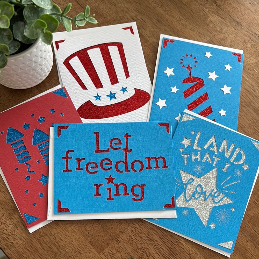 Patriotic Celebration Cards Set - Red, White, and Blue